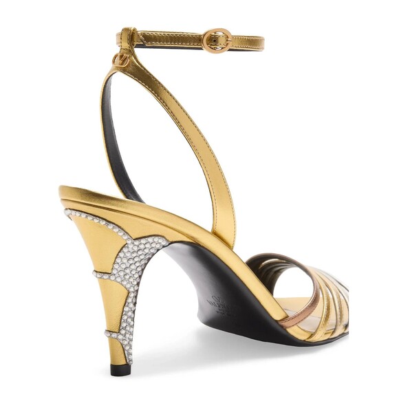 Valentino Garavani Ladycrush Metallic Crystal Embellished Ankle Strap Heel 41.5 - Picture 5 of 16